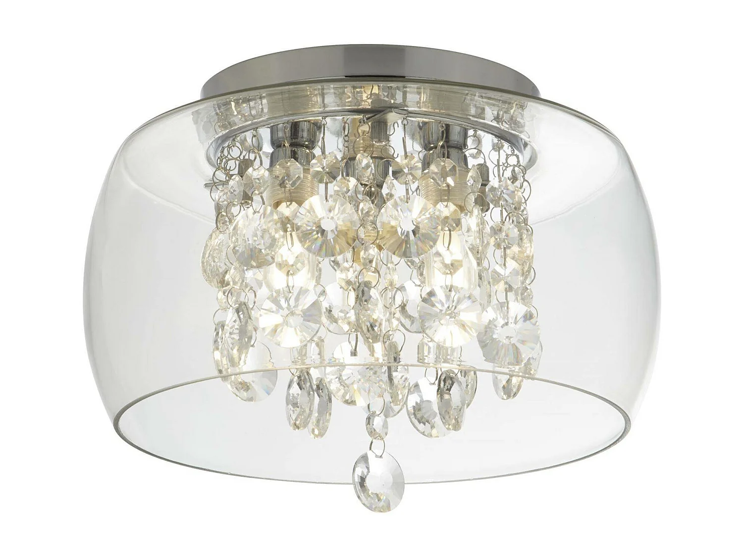 Searchlicht Bathroom - 3 Licht Badezimmer Flush Deckenleuchte Chrom, Kristall IP44, G9