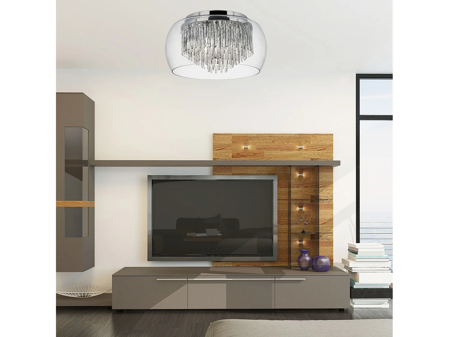 Searchlight Curva 4 ljus inflld taklampa krom och glas, G9