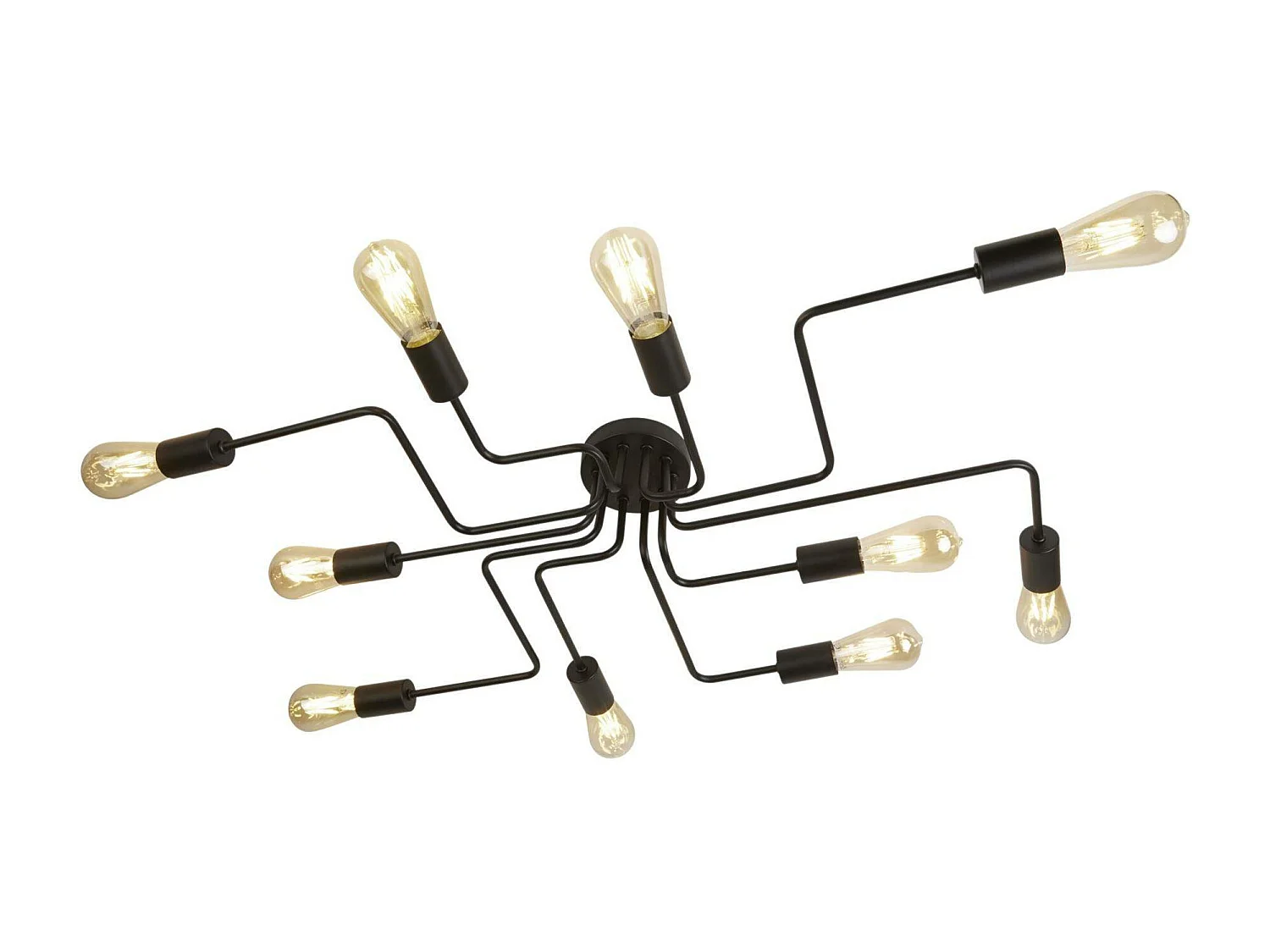 Searchlicht Circuit - 10 licht Flush Deckenleuchte Matt Black, E27