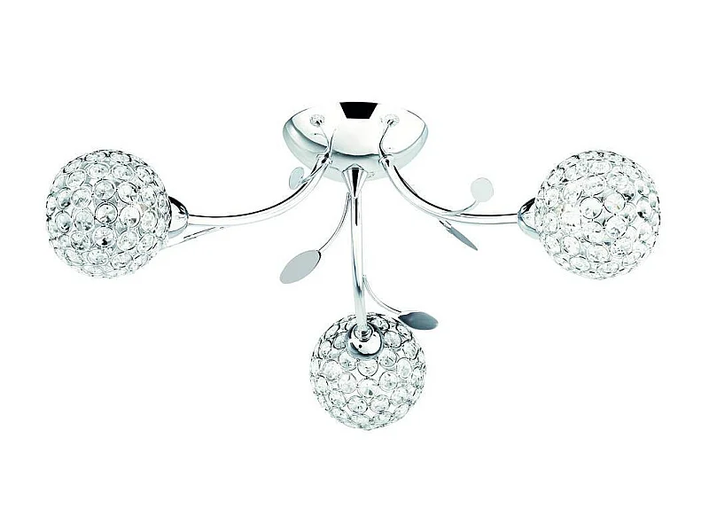 Searchlight Bellis 3 Ljus Semi Spola Flerarms Blomsterdesign Taklampa krom och glas, G9