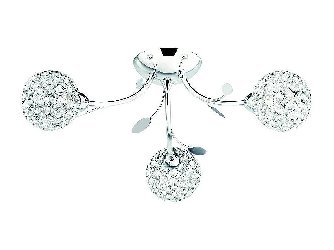 Searchlight Bellis 3 Ljus Semi Spola Flerarms Blomsterdesign Taklampa krom och glas, G9