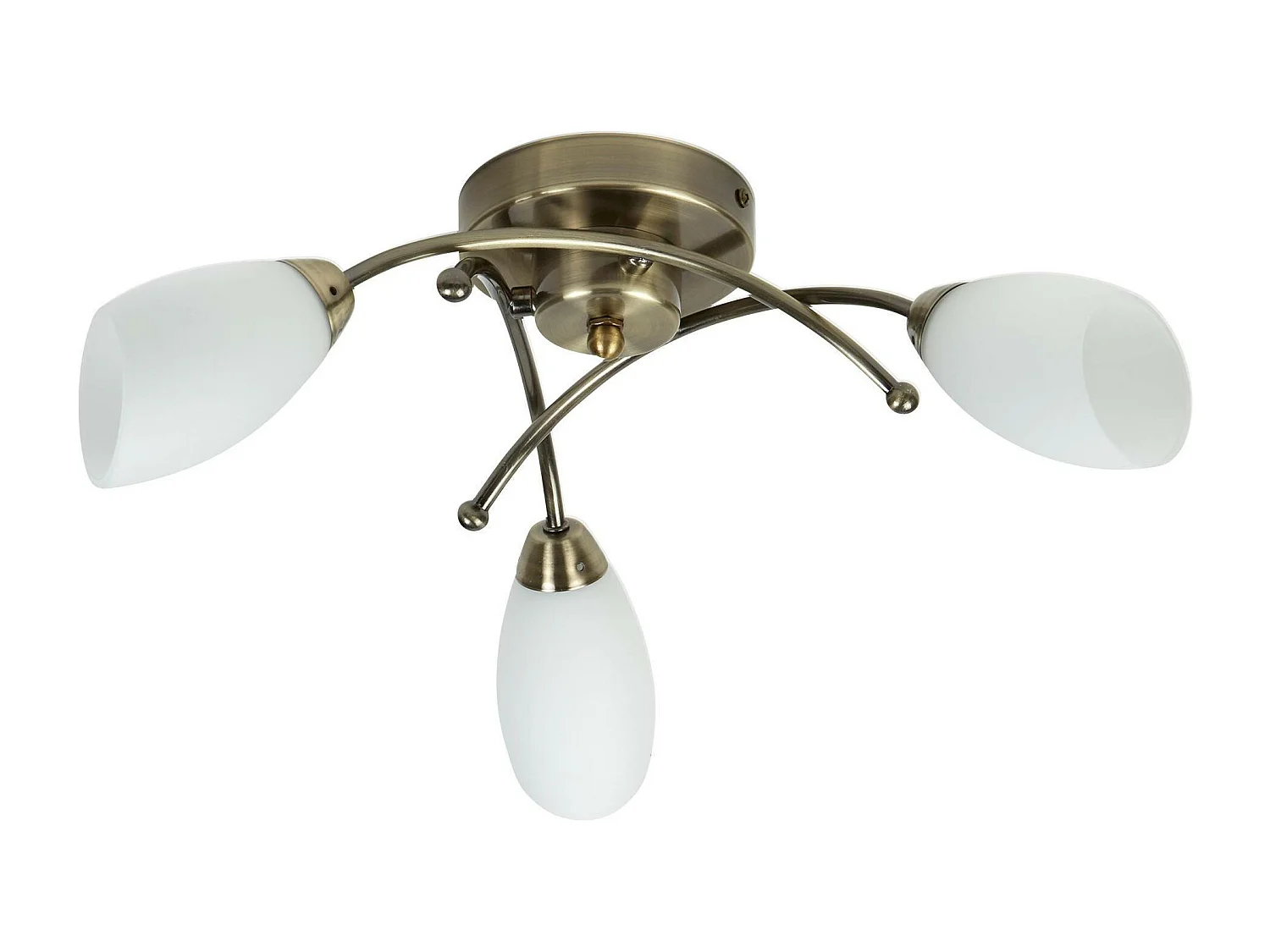 Searchlicht Opera - 3 licht Flush Multi Arm Deckenleuchte Antik Messing und Opalglas, G9