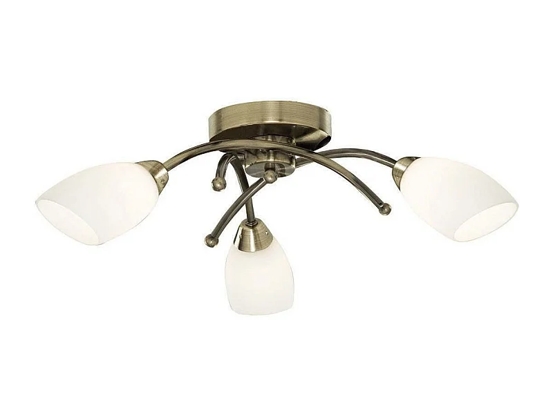 Searchlight Opera 3 ljusspolad taklampa med flera armar Antik mssing och opalglas, G9