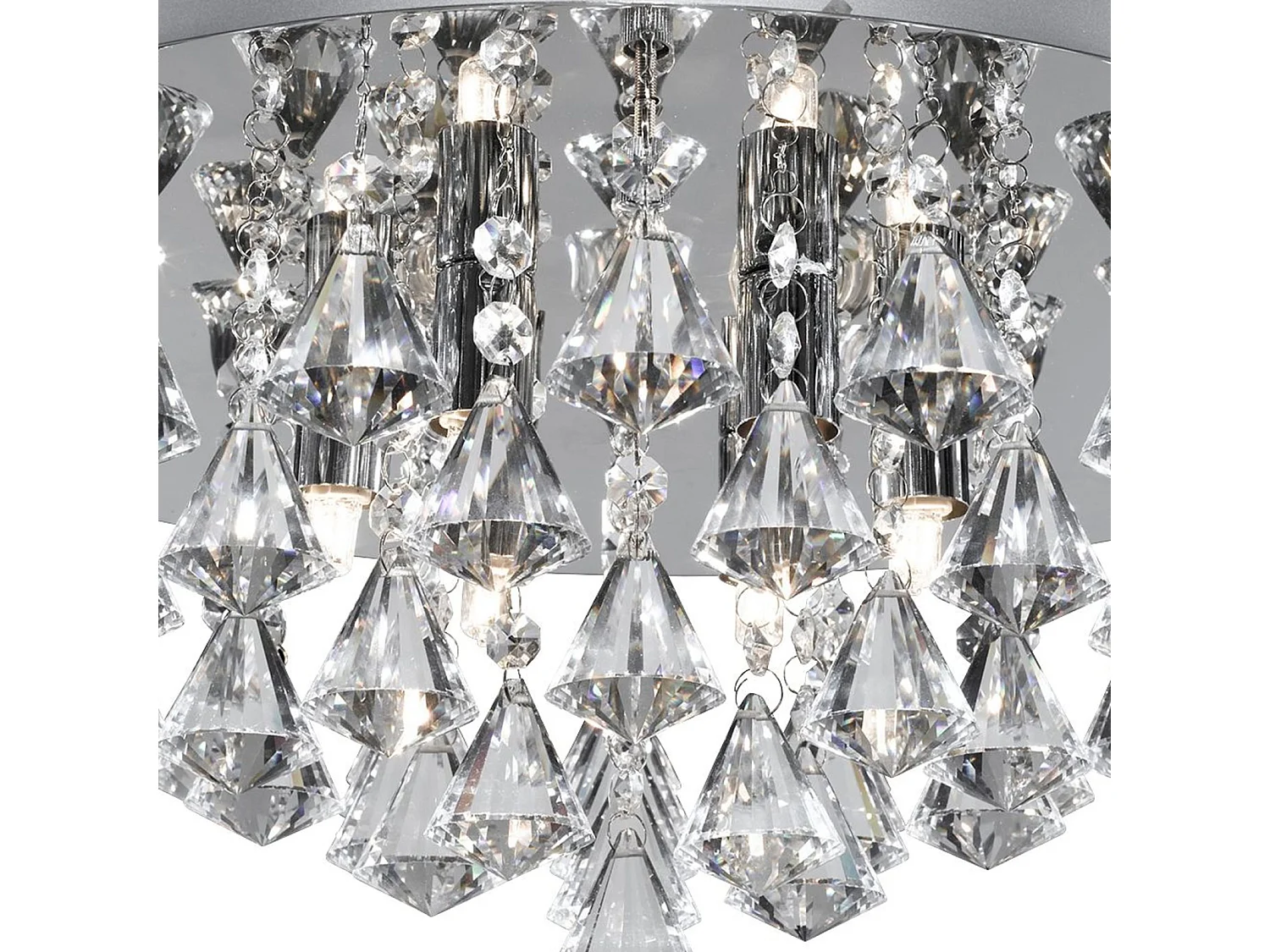 Plafoniera Classica Hanna Acciaio Cromo Vetro Pendente 8 Luci G9 D55Cm