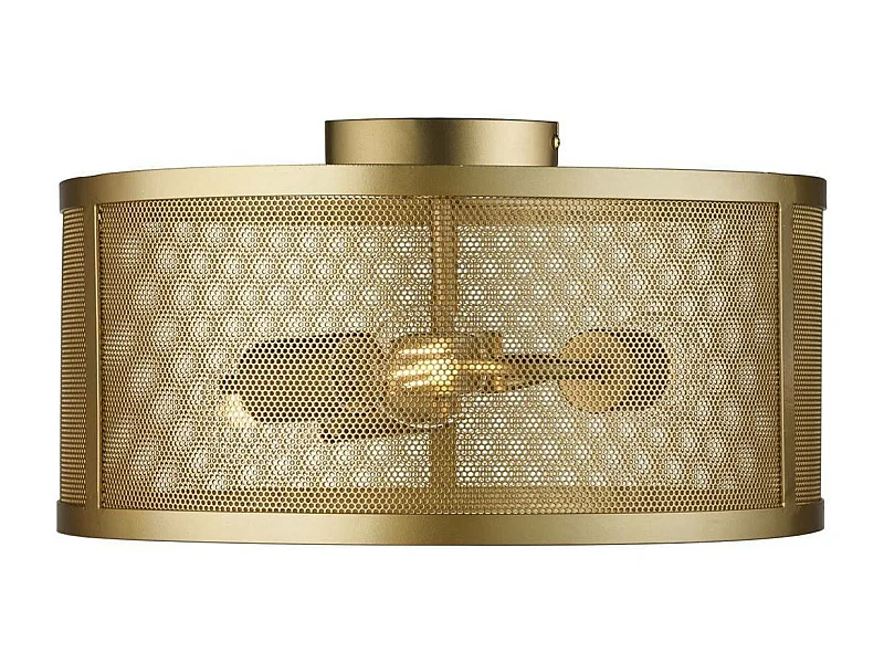 Searchlight Fishnet Plafonnier affleurant à 3 ampoules Mesh Or mat, E27
