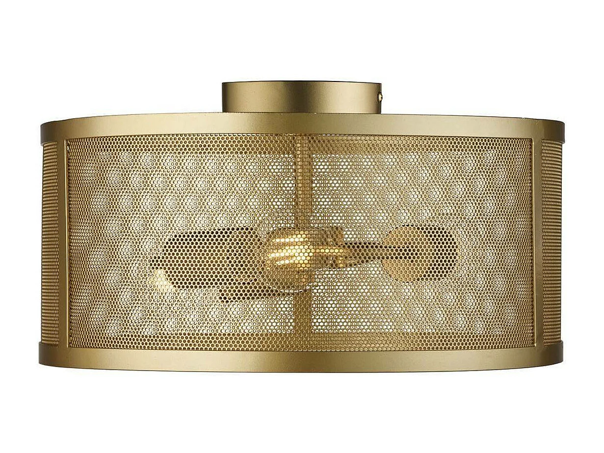 Searchlicht Fishnet - 3 licht Flush Deckenleuchte Mesh Matt Gold, E27