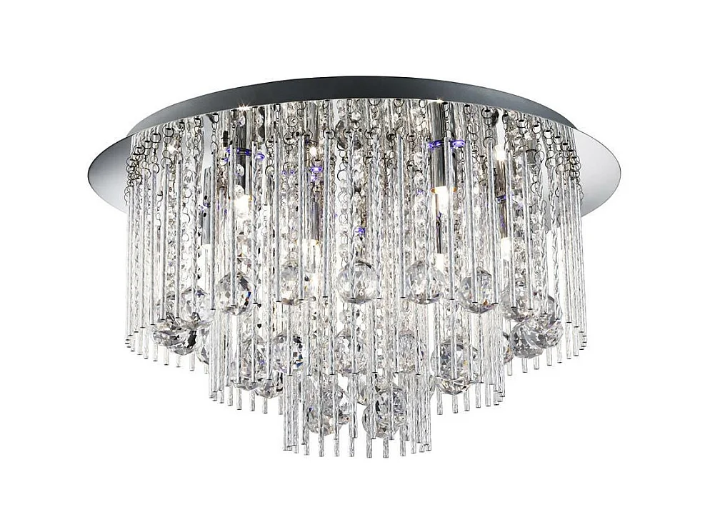Searchlicht Beatrix - LED 8 licht Flush Deckenleuchte Chrom, Kristall, G9