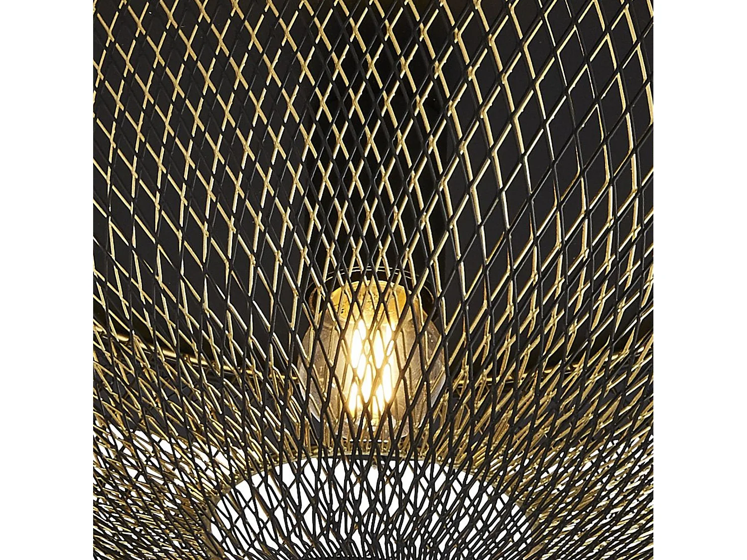 Searchlight Honeycomb 1 Light Double Layered Mesh Rush Rining Black Outer With Gold Inner