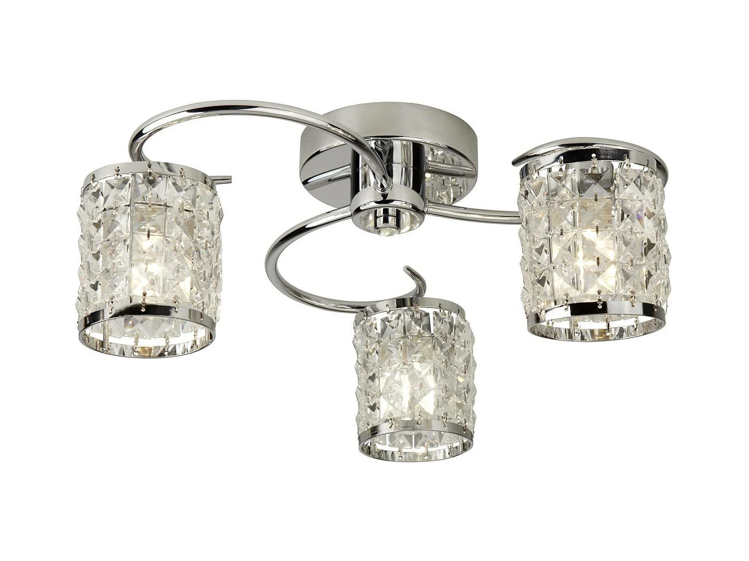 Searchlicht Royal - 3 licht Semi Flush Chrome IP44, mit Kristall, Glas, G9