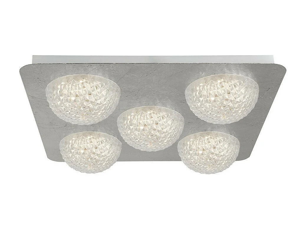 Searchlight Celestia Plafoniera Led 5 Luci - Foglia Argento Con Acrilico Trasparente