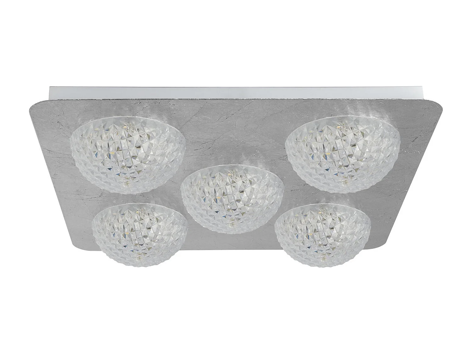 Searchlight Celestia Plafoniera Led 5 Luci - Foglia Argento Con Acrilico Trasparente