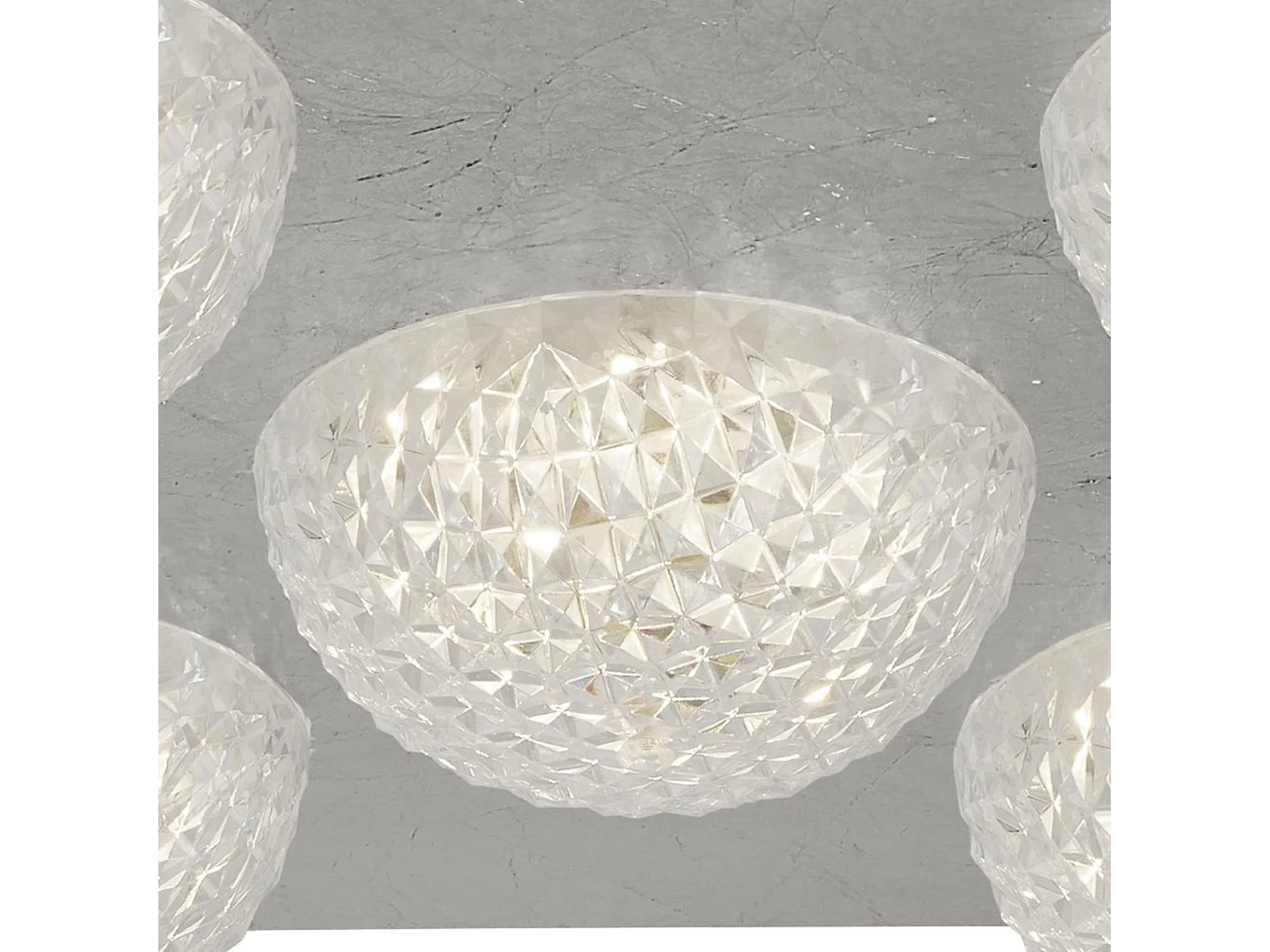 Searchlight Celestia Plafoniera Led 5 Luci - Foglia Argento Con Acrilico Trasparente