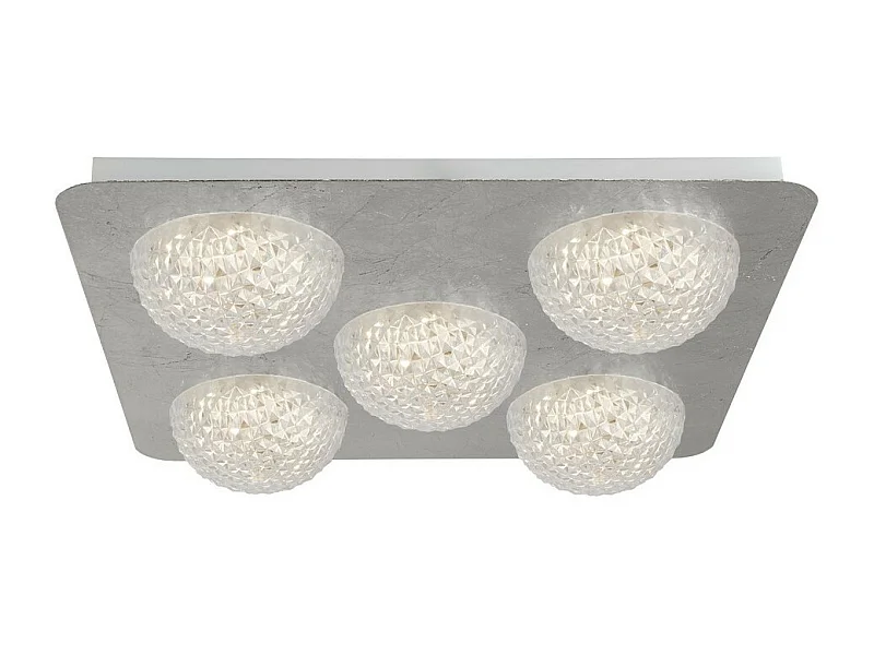 Searchlight Celestia Plafoniera Led 5 Luci - Foglia Argento Con Acrilico Trasparente