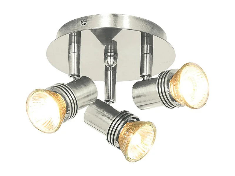 Searchlight Decco Faretto 3 Luci In Metallo Argento Satinato