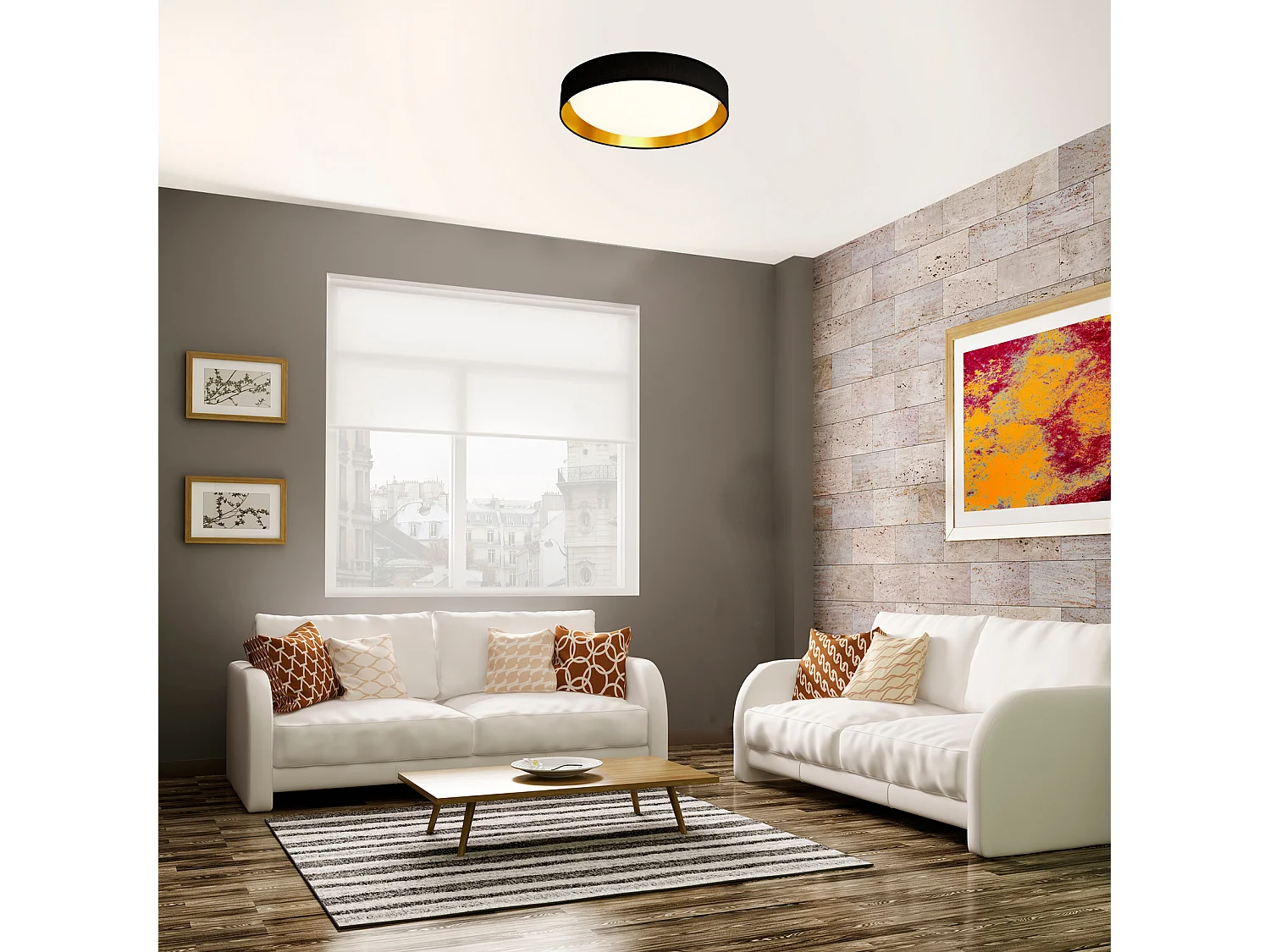 Searchlicht Gianna - Integrierte LED 1 licht Flush Deckenleuchte Weiß, Schwarz, Gold