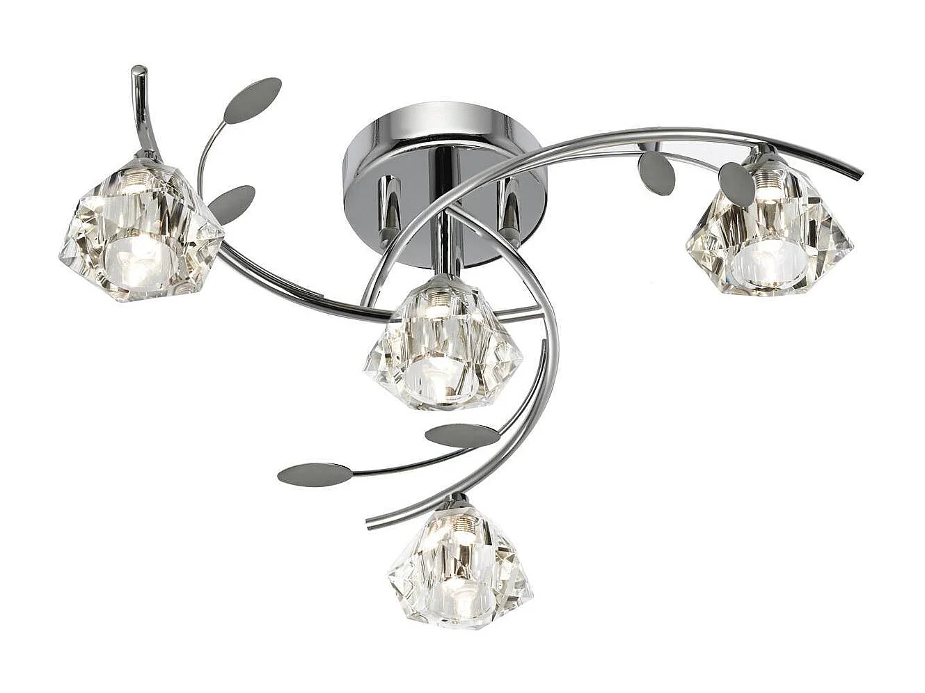 Searchlight Sierra 4 Ljus Multi Arm Ceiling Semi Flush Light krom och glas, G9
