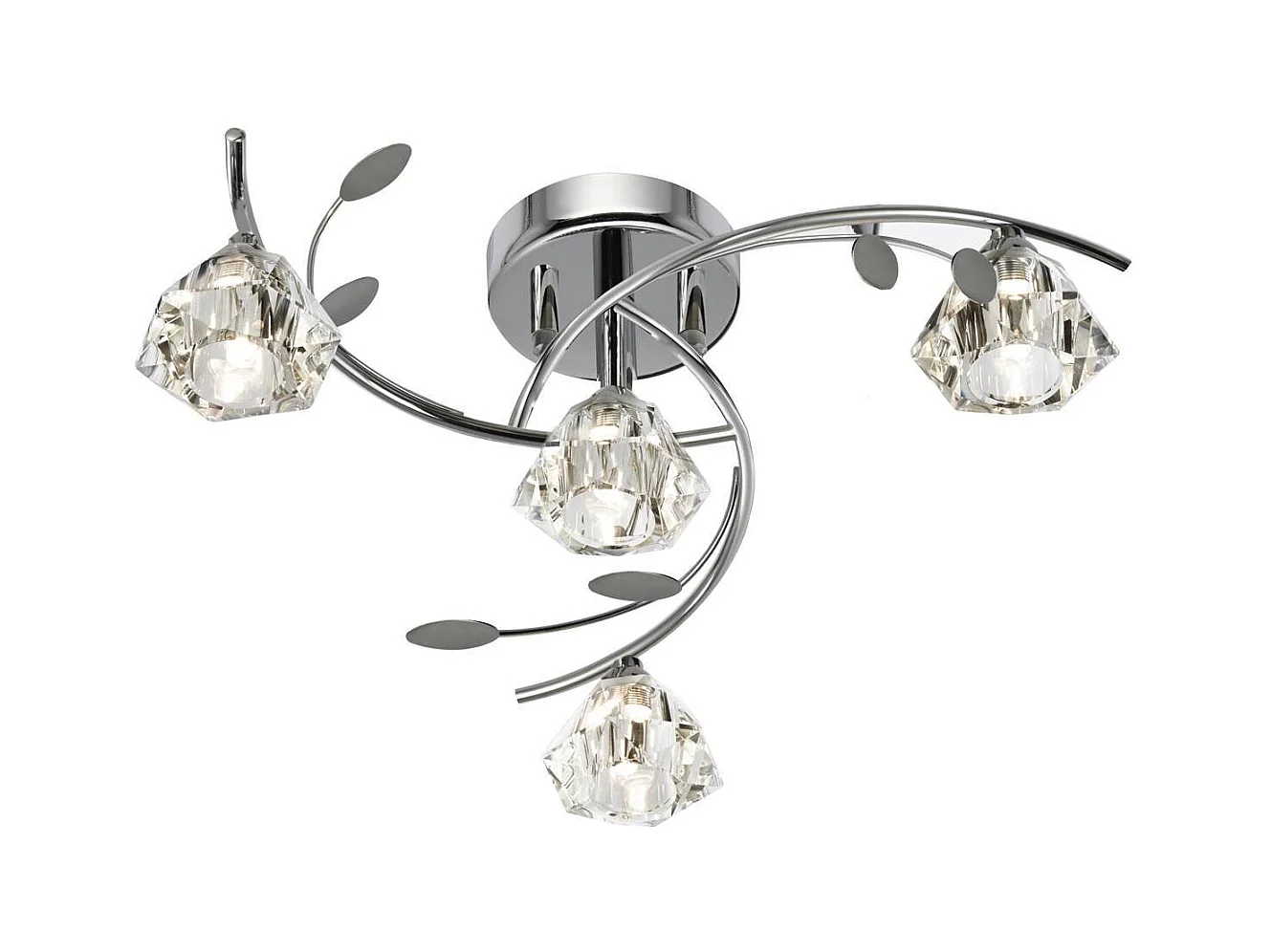 Searchlight Sierra - Soffitto multibraccio a 4 luci semi-incasso cromato e vetro, G9