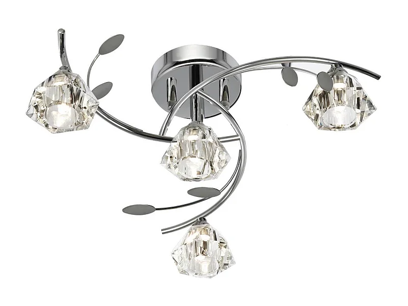 Searchlight Sierra 4 Ljus Multi Arm Ceiling Semi Flush Light krom och glas, G9