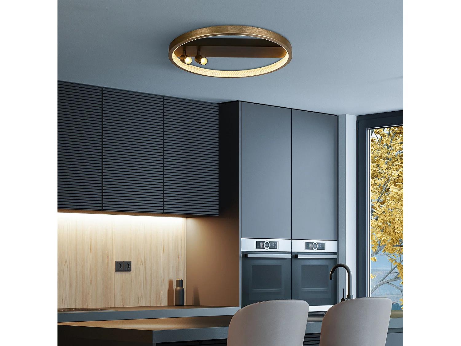 Searchlight Grace Negro empotrado, metal dorado