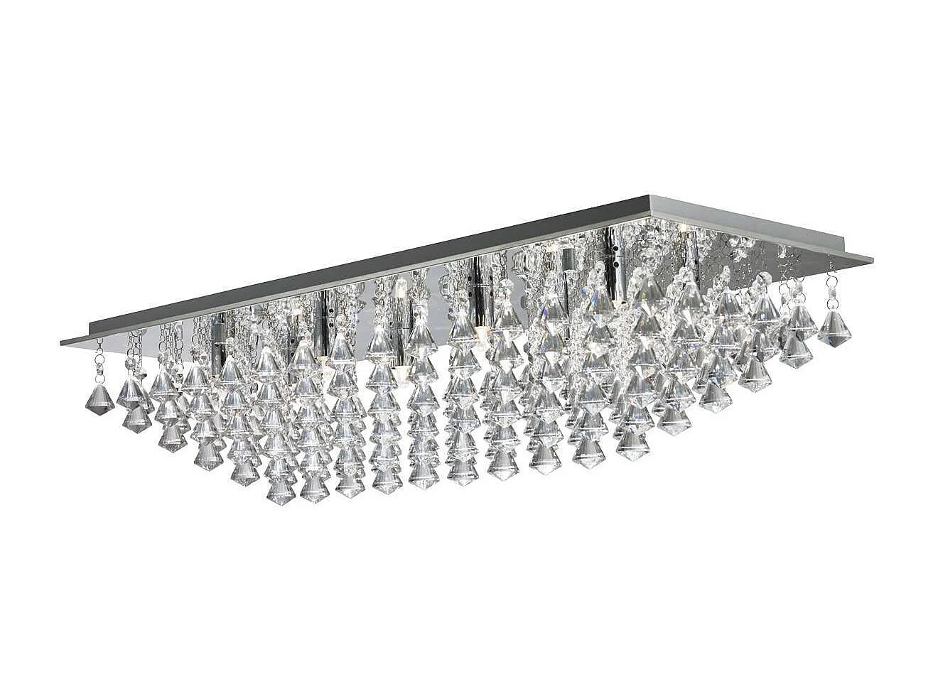 Searchlight Hanna 8 ljus rektangel tak spolljus krom med pyramidkristaller, G9