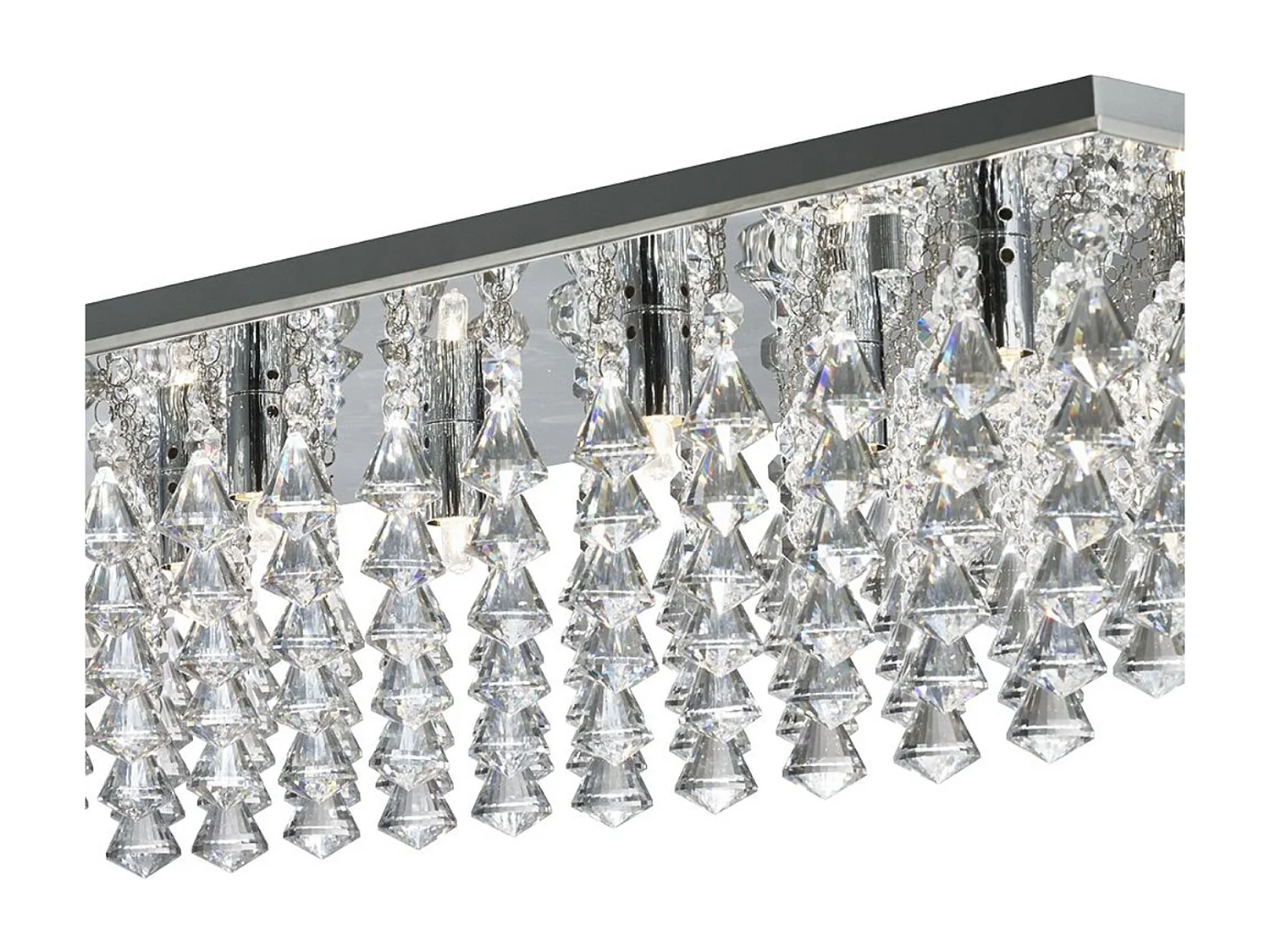 Searchlight Hanna 8 ljus rektangel tak spolljus krom med pyramidkristaller, G9