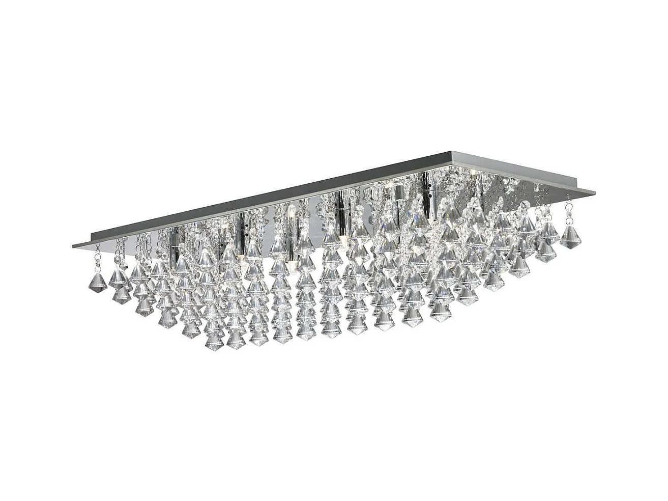 Searchlicht Hanna - 8 Licht Rechteck Deckenspülung Licht Chrom mit Pyramidenkristallen, G9