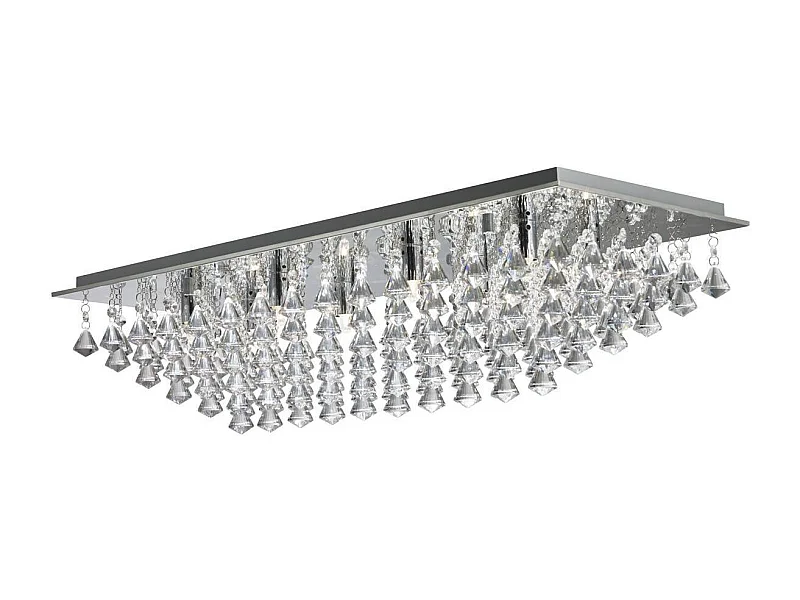 Searchlight Hanna 8 ljus rektangel tak spolljus krom med pyramidkristaller, G9