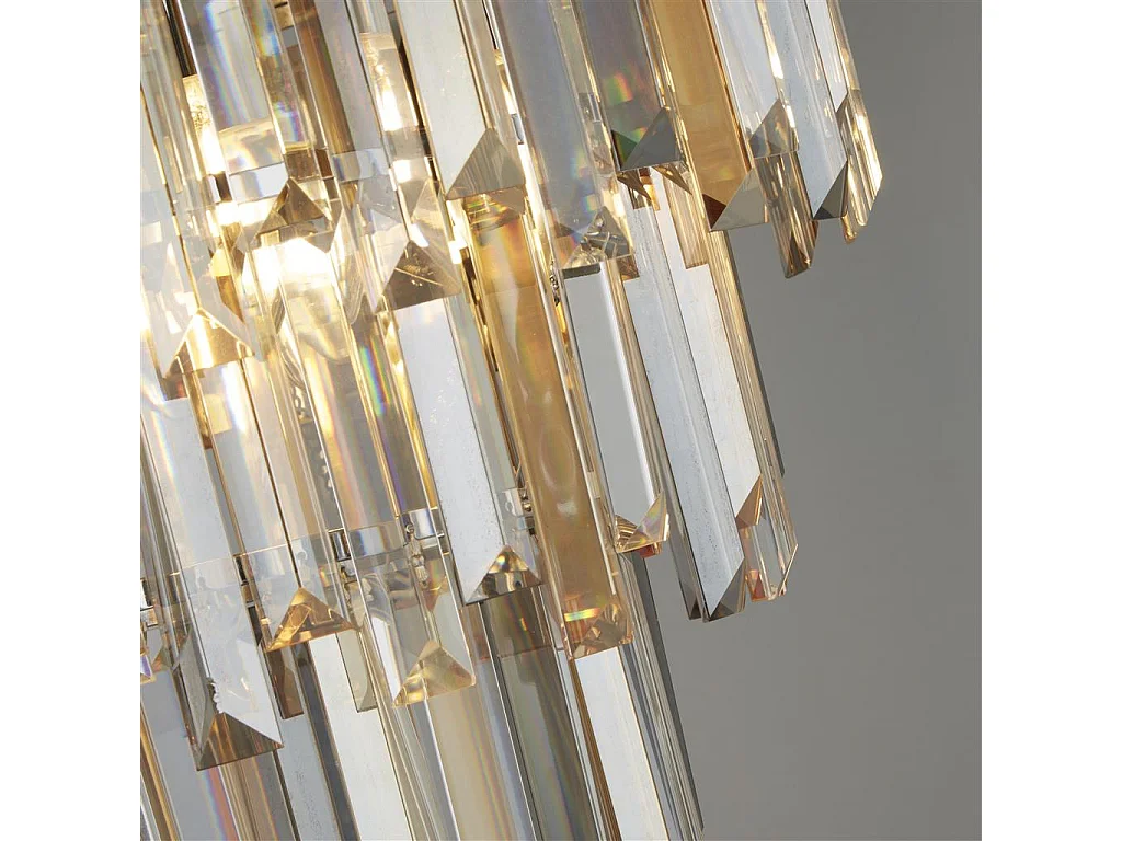 Searchlicht Clarissa licht Chrome Flush, Clear/Amber/Smokey Crystal Prism Drops