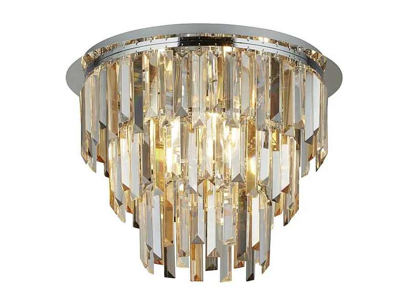 Searchlicht Clarissa licht Chrome Flush, Clear/Amber/Smokey Crystal Prism Drops