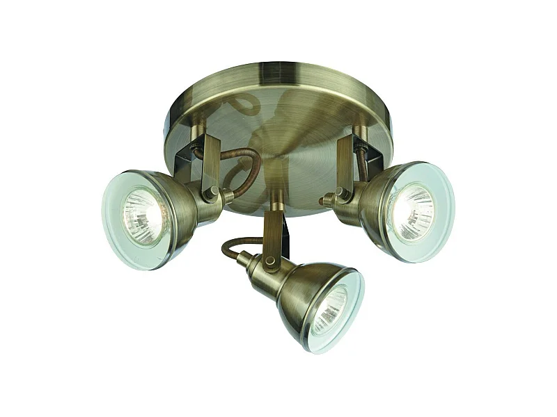 Searchlicht Focus - 3 Licht verstellbarer Deckenstrahler Antik Messing, GU10