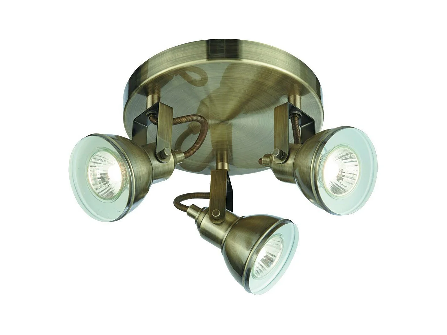 Searchlight Focus - Faretto da Soffitto Orientabile 3 Luci Ottone Antico, GU10