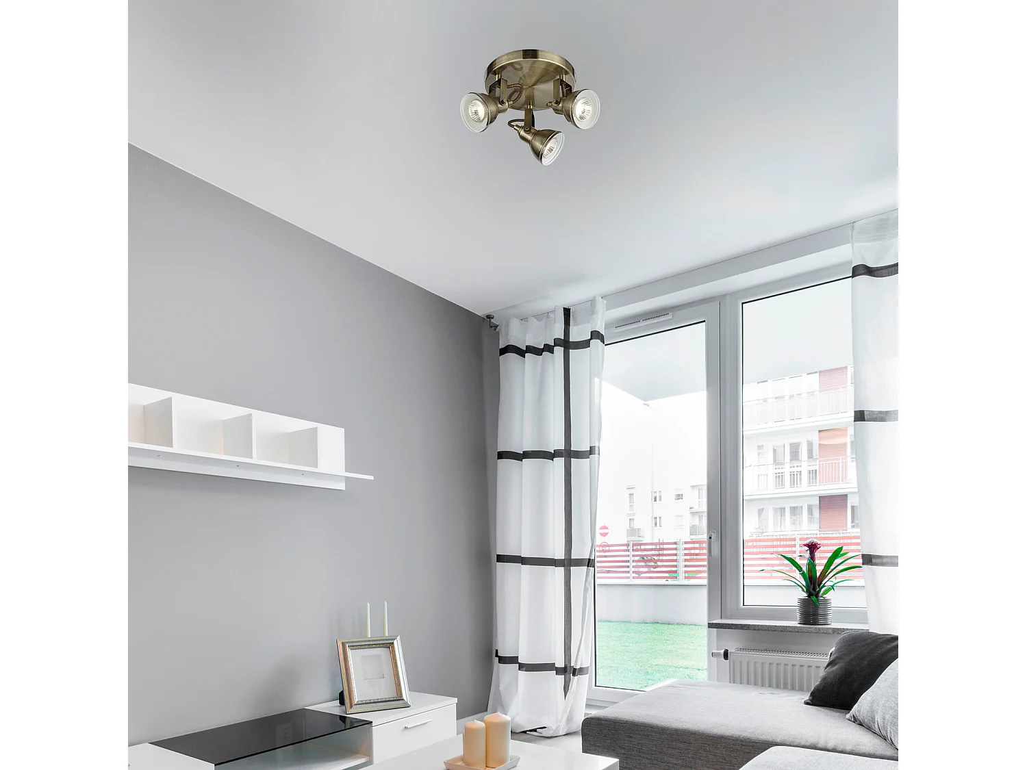 Searchlight Focus 3 ljus justerbar takspotlight antik mssing, GU10