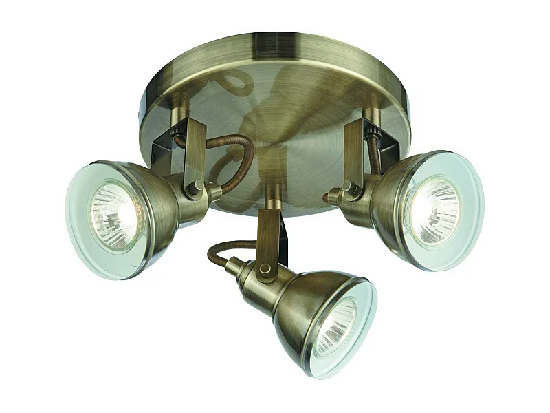 Searchlicht Focus - 3 Licht verstellbarer Deckenstrahler Antik Messing, GU10