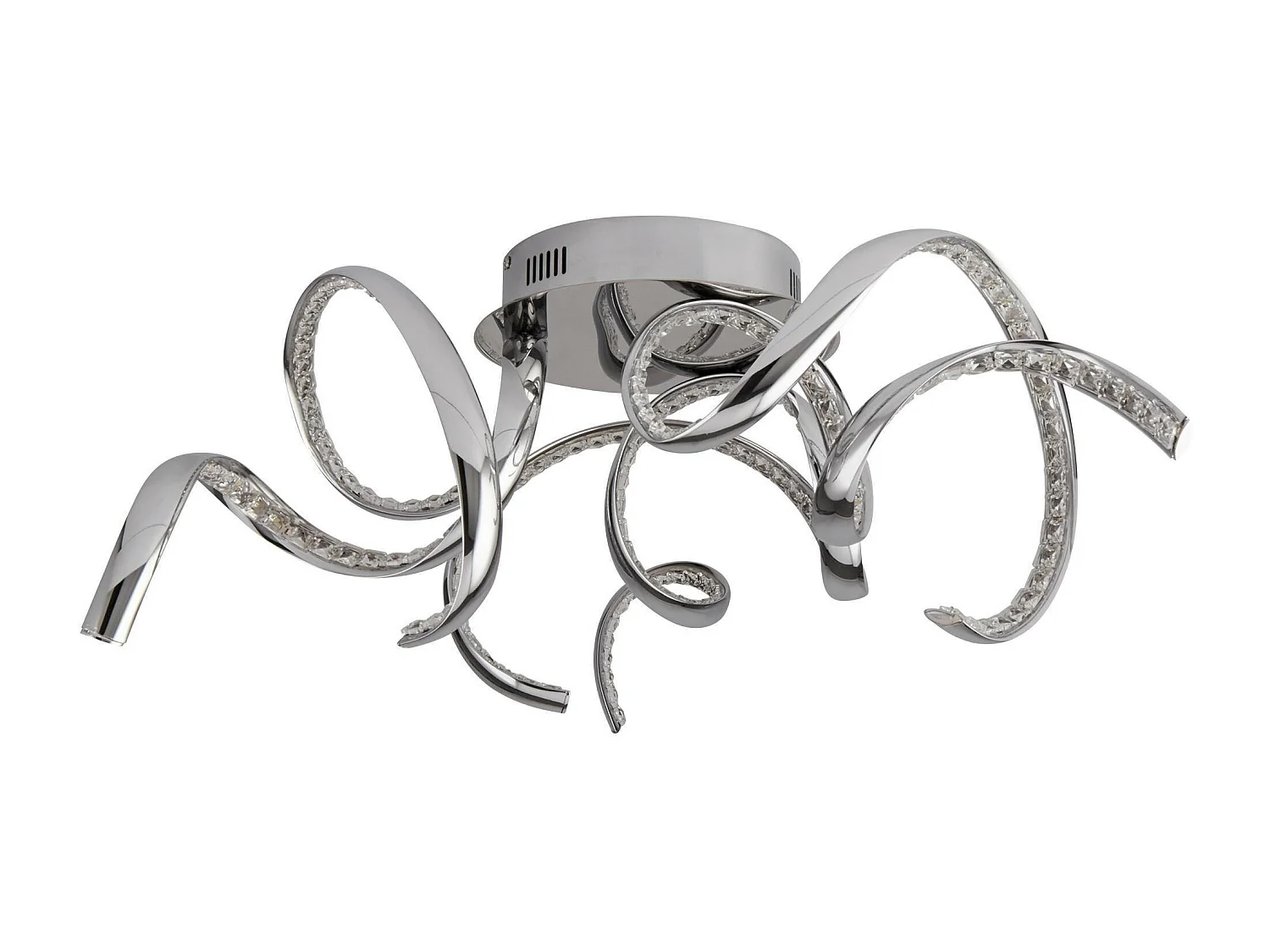 Searchlight Twirls Integrerad LED 3 Light Flush Taklampa Krom, Kristallglas