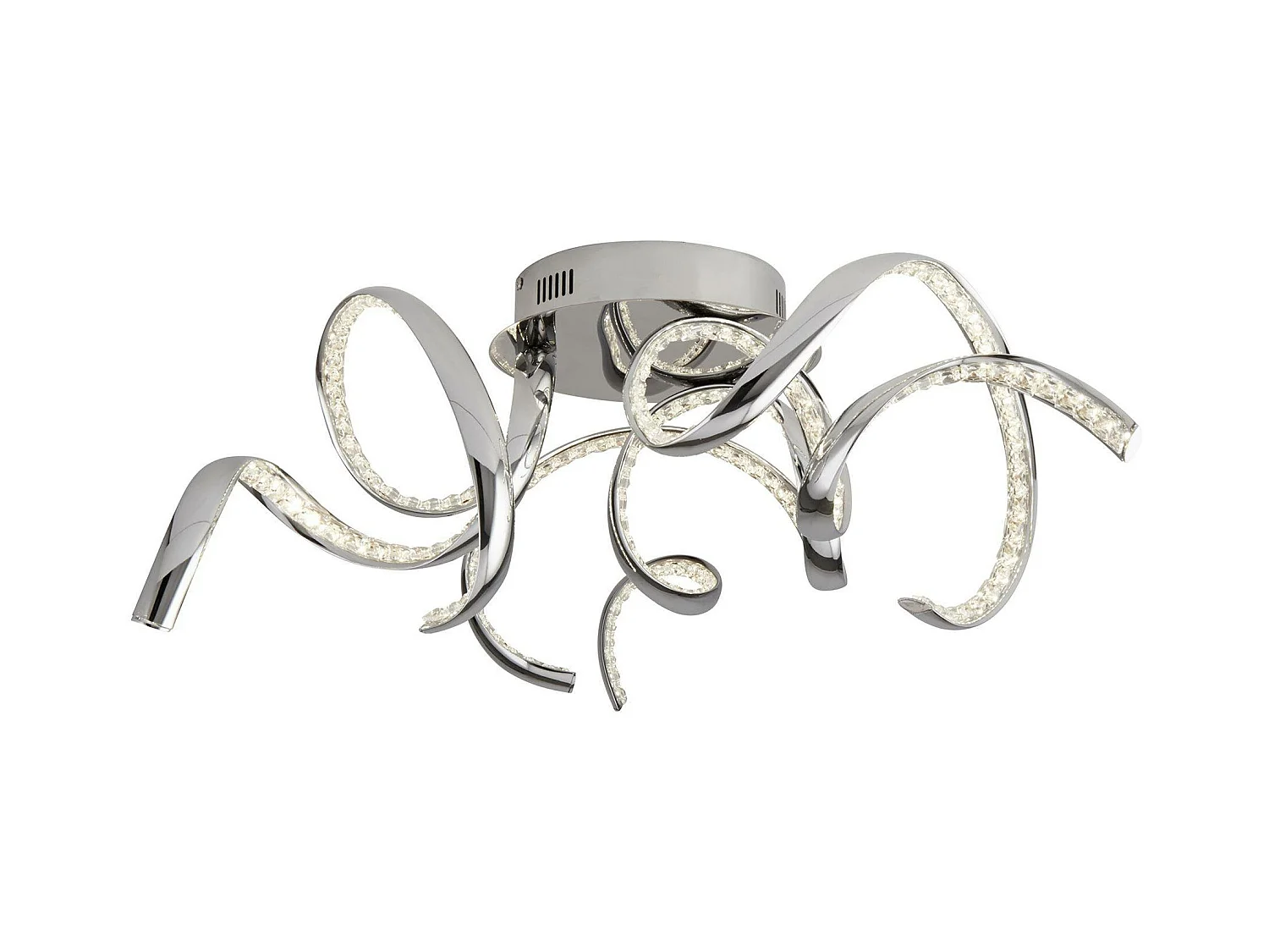 Searchlicht Twirls - Integrierte LED 3 licht Flush Deckenleuchte Chrom, Kristallglas