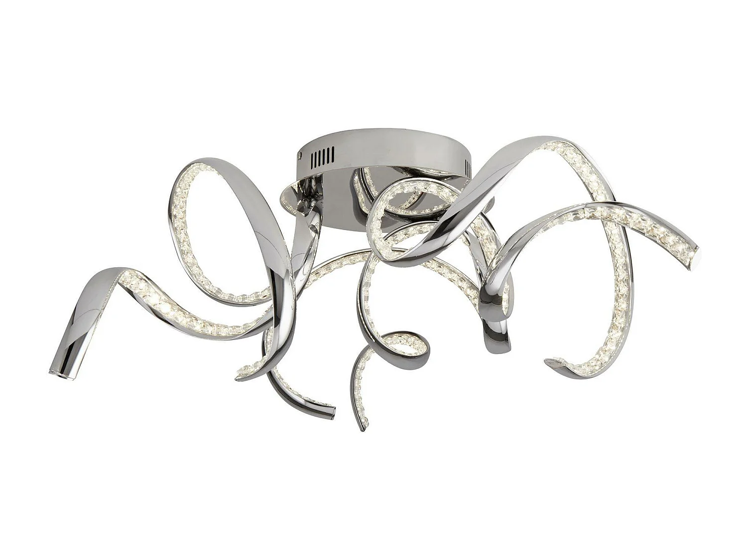 Searchlicht Twirls - Integrierte LED 3 licht Flush Deckenleuchte Chrom, Kristallglas