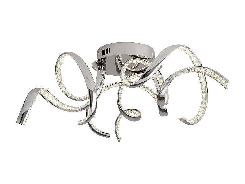 Searchlicht Twirls - Integrierte LED 3 licht Flush Deckenleuchte Chrom, Kristallglas