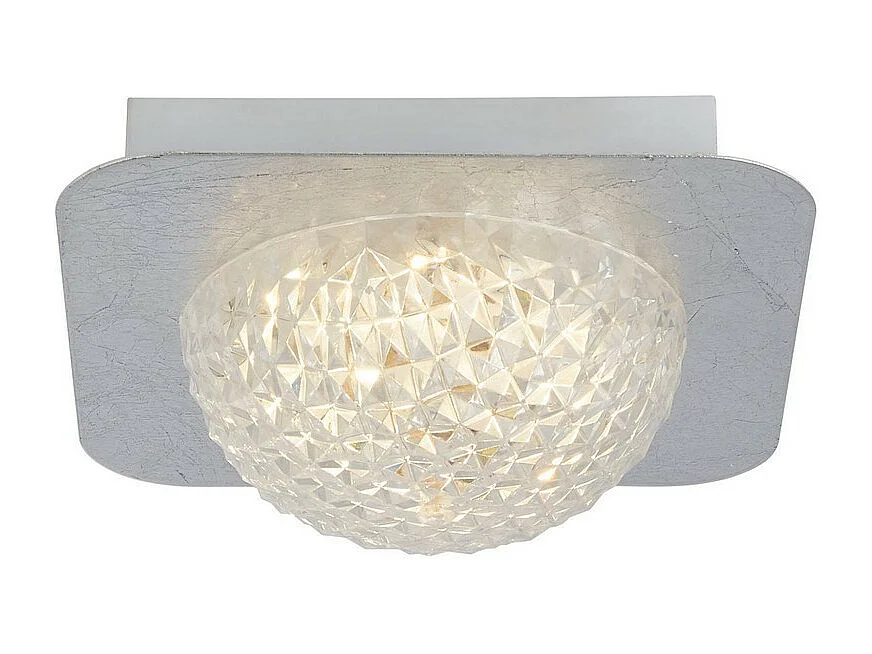 Searchlight Celestia Plafoniera Led Quadrata 1 Luce - Foglia Argento Con Acrilico Trasparente