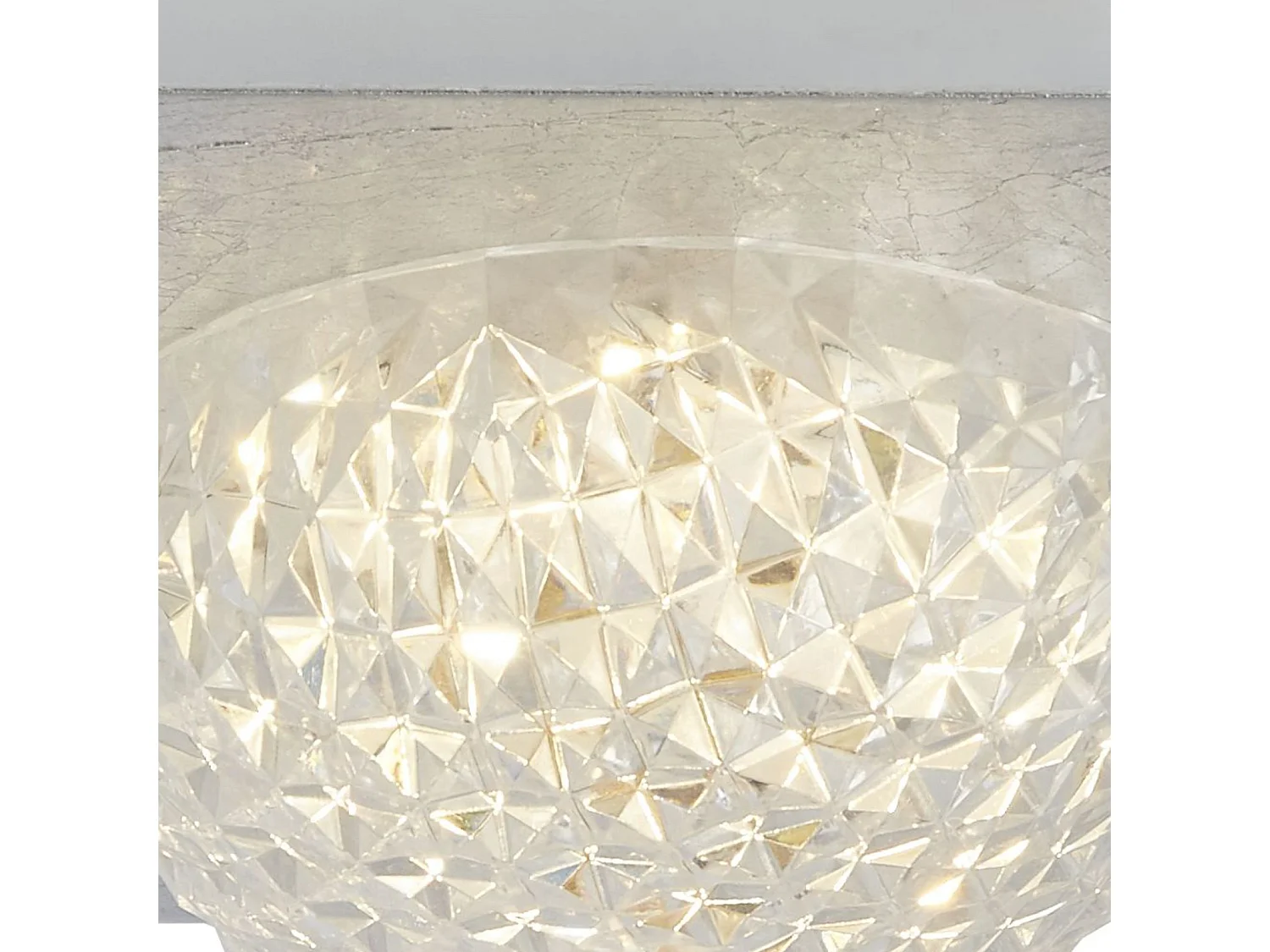 Searchlight Celestia Plafoniera Led Quadrata 1 Luce - Foglia Argento Con Acrilico Trasparente