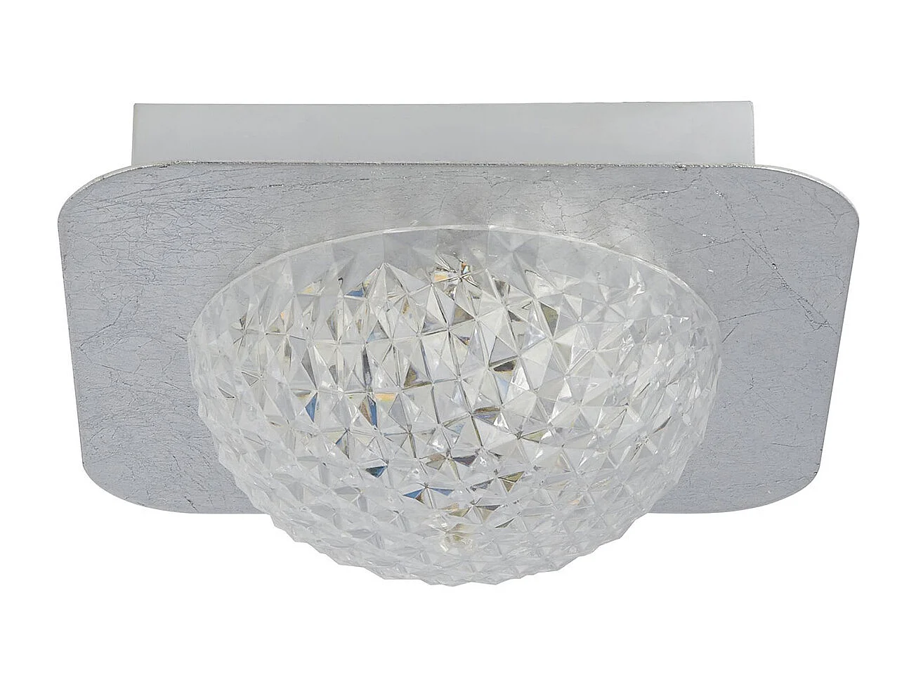 Searchlight 1 Ljus Fyrkantig Led Taklampa - Silver Blad Med Klar Akryl