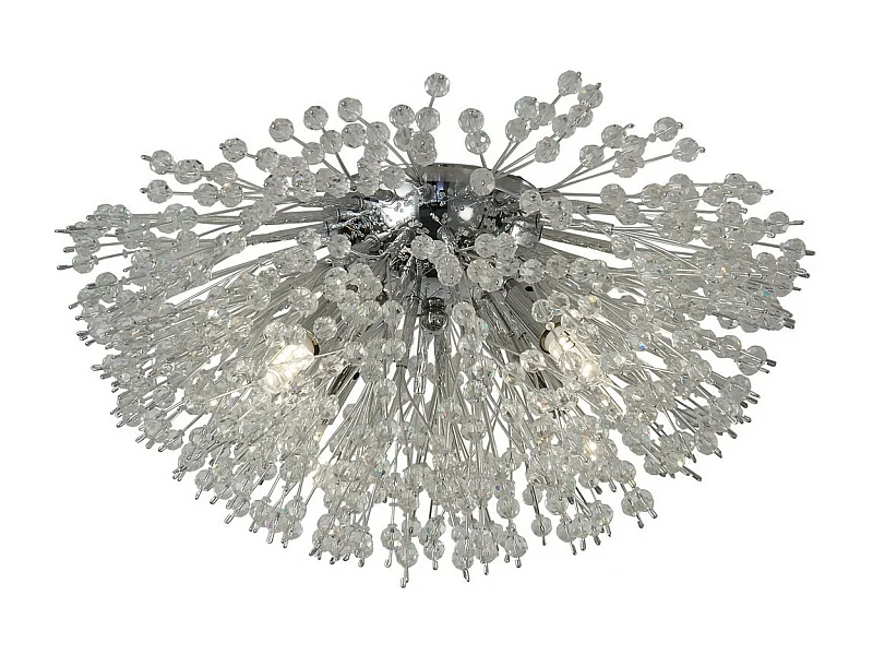 Searchlight Sunburst 4 luces de techo cromadas, cuentas de vidrio