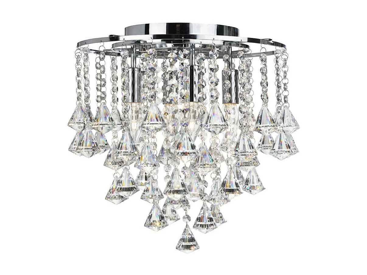 Searchlicht Dorchester - 4 licht Flush Deckenleuchte Chrom, Kristall, E14