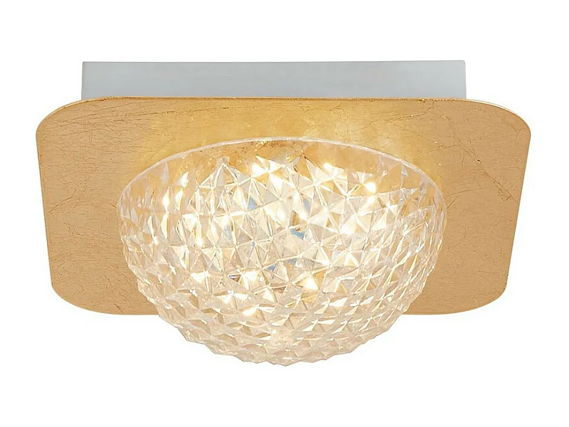 Searchlight Celestia 1 Plafonnier Led Carré Feuille D'or Avec Acrylique Clair