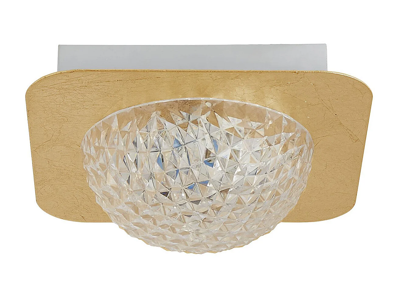 Searchlight Celestia Plafoniera Led Quadrata 1 Luce - Foglia Oro Con Acrilico Trasparente
