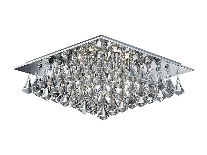 Searchlight Hanna 6 Light Square Ceiling Semi Flush Light Chrome med pyramidkristaller, G9