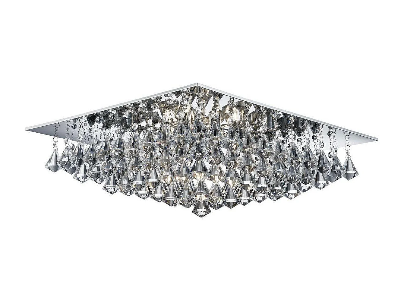 Searchlicht Hanna - 8 licht Square Ceiling Semi Flush licht Chrom mit Pyramidenkristallen, G9