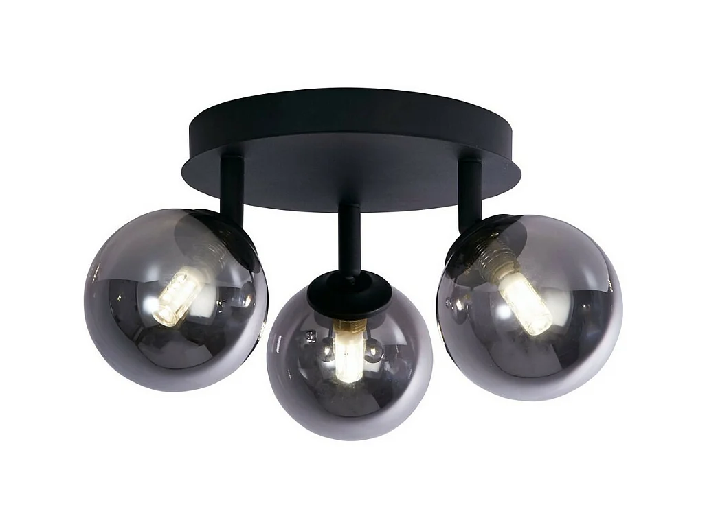 Searchlight Crosby 3 luci semi, incasso nero, vetro fumé