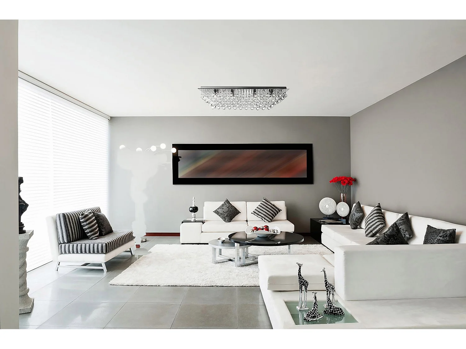 Searchlight Hanna Plafonnier à 8 ampoules au fini chrome avec décoration en cristal, G9