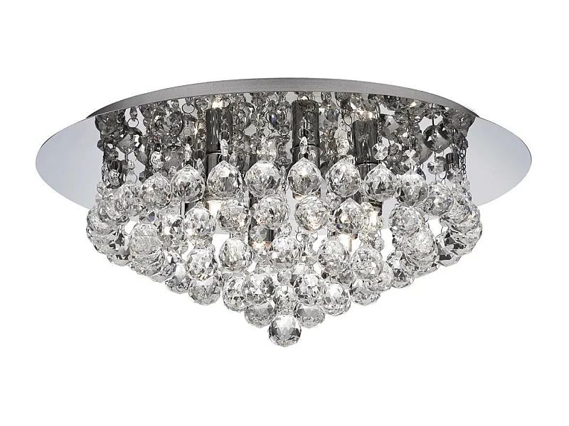 Searchlight Hanna Plafonnier semi-affleurant à 6 ampoules au fini chrome avec cristaux, G9
