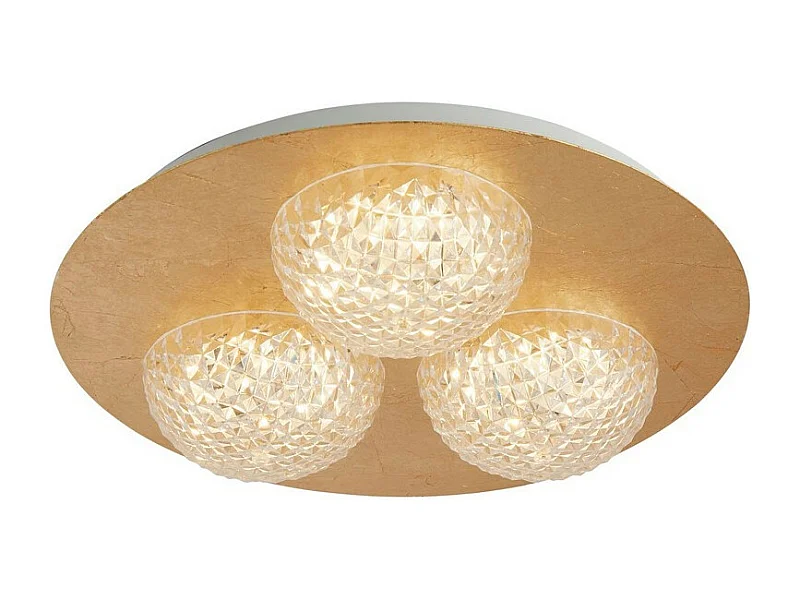 Searchlight Celestia Plafonnier LED rond à 3 lumières feuille d'or avec acrylique transparent